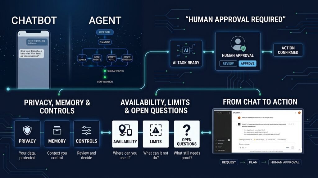 Summary graphic showing how the Muse agent operates within the limits and permissions it has been given