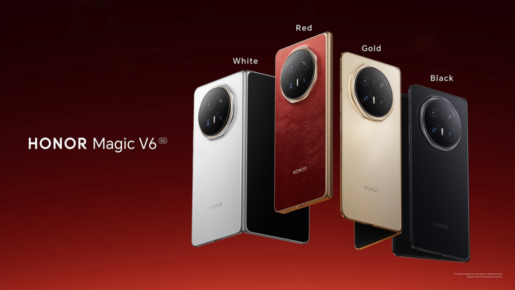 HONOR Magic V6 foldable in White, Red, Gold and Black